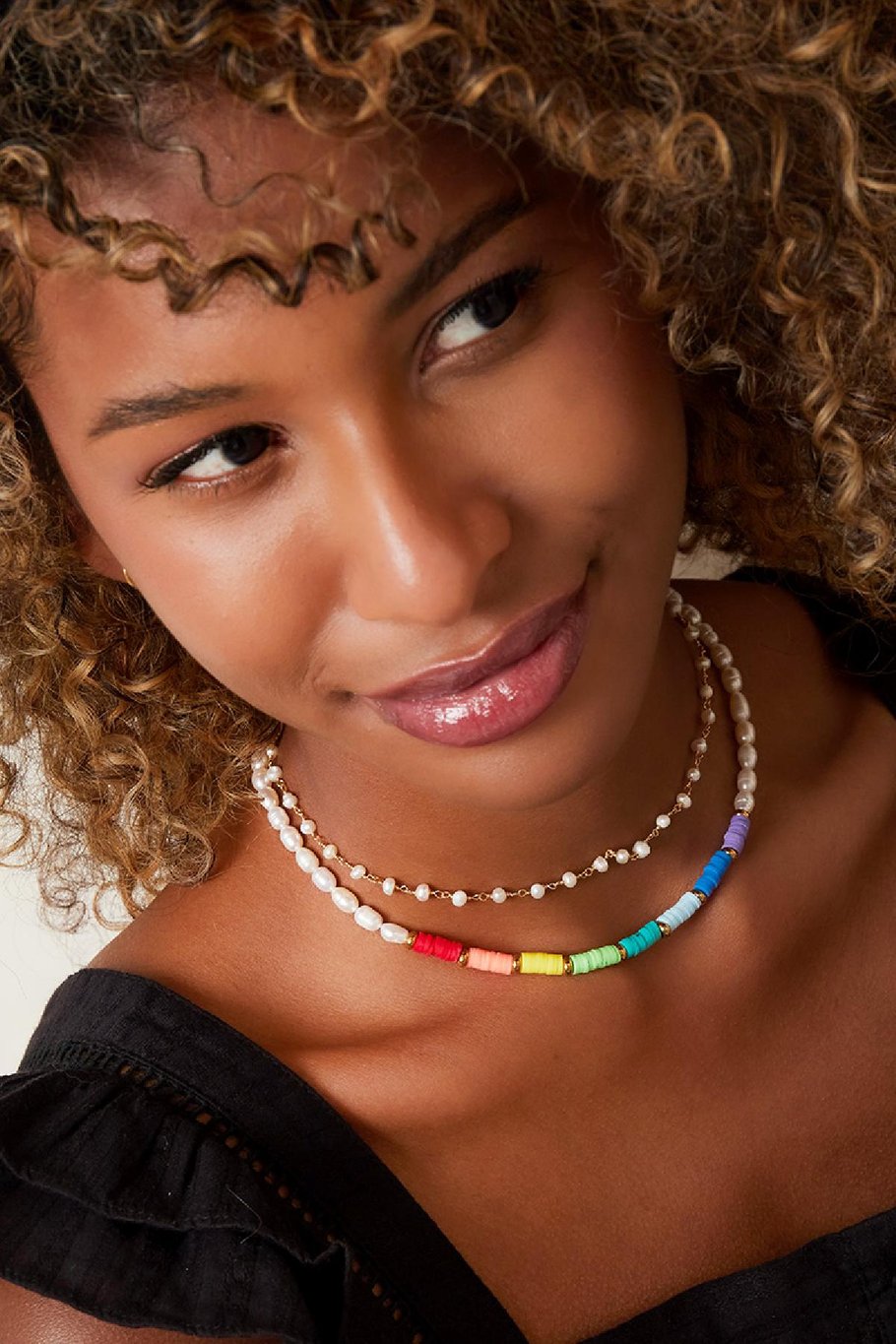 Collar colores arcoiris Multicolor Perlas Imagen2